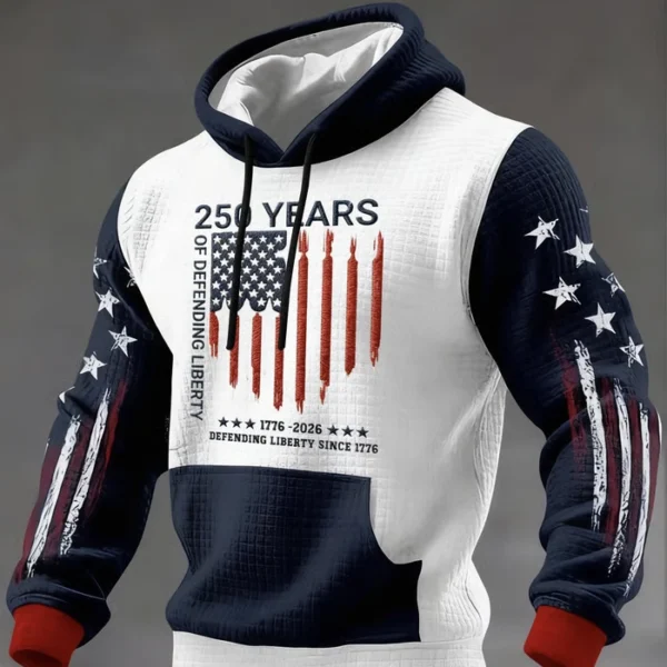 Men’s Casual Hoodie with American 250th Anniversary Print